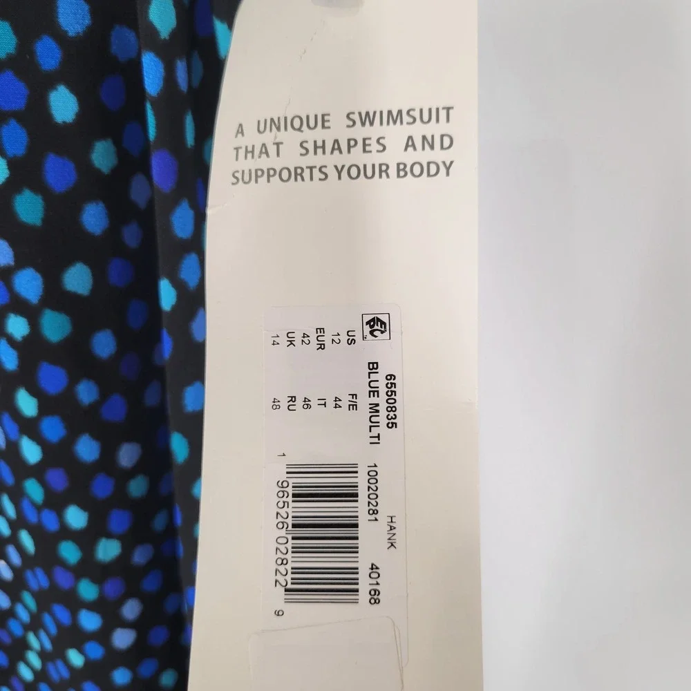 TRIMSHAPER Blue Multi Dot Tankini Swim Top Women's Size 12 NEW - Picture 6 of 8